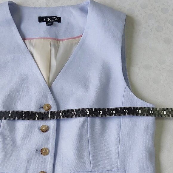 J.Crew Women Linen Blend Vest Size 8 Light Blue Stretch Preppy Academia Y2K - Picture 5 of 12